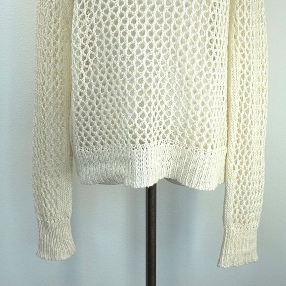 360 Sweater Sweater Open Crochet Knit Design Silk and Linen Size Small - Picture 6 of 15